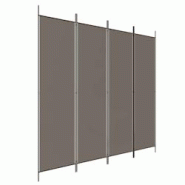 Décoshop26 - Paravent séparateur de pièce cloison 4 panneaux 200 x 200 cm tissu anthracite et fer DEC030825 - 3000258141163_0