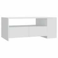 Décoshop26 - Table basse de salon avec tiroir design moderne 102 x 55 x 42 cm bois d'ingénierie blanc DEC037832 - blanc Bois massif 3000263489212