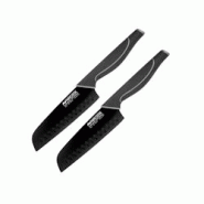 Ensemble de 2 Couteaux de cuisine Santoku lame de 16 cm Nirosta Black Edition - noir 3176239932515 Ensemble de 2 Couteaux de cuisine Santoku lame de 16 cm Nirosta Black Edition - noir 3176239932515