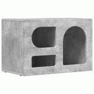 Helloshop26 - Meuble TV moderne 60 x 35 x 40 cm avec étagères pratiques style contemporain en bois d'ingénierie gris béton 02_0054776 - gris Bois