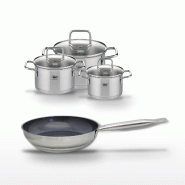 Lot Poêle 28cm Elo Profi Therm Platinum et 3 Faitouts Elo Citrin - gris inox 3176239951912