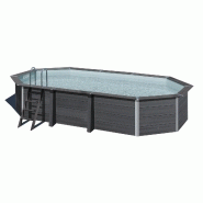 Piscine ovale composite 6,64 x 3,86 x h.1,24m - filtration à sable - projecteur inclus