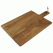 Planche carrée en chêne finition rustique huilée - Olympia - 350x260x15mm avec manche en cuir Planche carrée en chêne finition rustique huilée - Olympia - 350x260x15mm avec manche en cuir