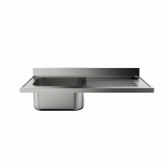 Plonge professionnelle en acier inoxydable 1200x600 mm avec 1 bac et égouttoir à droite, modèle FRLV-612/11D pour cuisines CHR | Sammic - 5896121