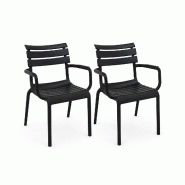 SIESTA EXCLUSIVE Lot de 2 Fauteuils d'Extérieur Paris Lounge Armchair Noir - blanc plastique polypropylène SP-SI-275BL-2