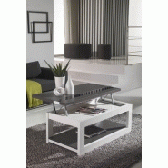 Table basse relevable blanc ou blanc et gris cendré contemporaine molly