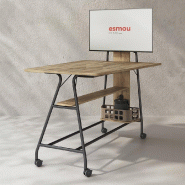 Table haute multimédia mobile ESMOU - Mobel Linea - 200, Alu, Chêne veiné Table haute multimédia mobile ESMOU - Mobel Linea - 200, Alu, Chêne veiné