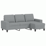 VidaXL Canapé à 3 places avec repose-pieds Gris clair 180 cm Tissu Modèle Orion Office Pro - 3201151