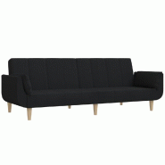 VidaXL Canapé-lit à 2 places avec deux oreillers noir tissu Modèle Sermelor - 375871