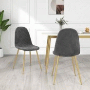 VidaXL Chaises à Manger Lot De 2 Gris Foncé Velours - gris 325669 VidaXL Chaises à Manger Lot De 2 Gris Foncé Velours - gris 325669