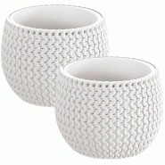 WellHome - Lot de 2 pots 2,3 L Splofy Ø23,9 cm chacun, coloris blanc - blanc plastique PK4402