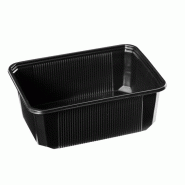 Barquette Noire Polypro 1000cc + couvercle par 300 pièces JORIDEAL - noir plastique polypropylène 3519400999373