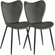 CLP Lot de 2 Chaises de Salle a Manger Maika Velours HBT: 80x50x58 cm Anthracite Velours - gris textile 328546