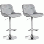 CLP Lot de 2 tabourets de bar Vonore velours Gris/Chrome - gris textile 325251 CLP Lot de 2 tabourets de bar Vonore velours Gris/Chrome - gris textile 325251