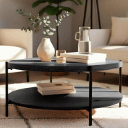 CLP Table basse Edduma Gris/Ø 80 cm - gris Bois manufacturé 326753