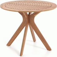COSTWAY Table de jardin ronde résistante aux intempéries, table d’appoint en eucalyptus, table bistrot pour jardin, balcon, terrasse, 70 x 70 x 76