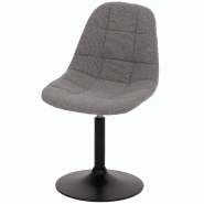 Décoshop26 - Chaise de salle à manger pivotante 360° design contemporain en tissu bouclé gris pied acier noir mat 04_0009879 - 3000267730785
