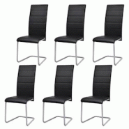 Décoshop26 - Lot de 6 chaises de salle à manger cuisine design moderne cantilever synthétique noir CDS022319 - noir 3000026021536 Décoshop26 - Lot de 6 chaises de salle à manger cuisine design moderne cantilever synthétique noir CDS022319 - noir 3000026021536