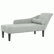 Décoshop26 - Méridienne chaise longue canapé pour intérieur avec coussins en velours gris clair DEC026076 - gris 3000255609246