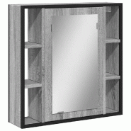 Helloshop26 - Armoire à miroir murale salle de bain 60 x 16 x 60 cm espace de rangement design épuré en bois d'ingénierie gris 02_0049430 - gris v