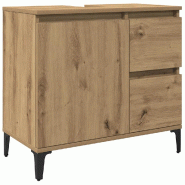 Helloshop26 - Armoire lavabo chêne artisanal salle de bain 65 x 33 x 60 cm grand espace de rangement design moderne en bois chêne 02_0051050 - méta