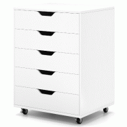 Helloshop26 - Caisson mobile 5 tiroirs 49 x 40 x 65 cm pratique et moderne en bois composite blanc 20_0010991 - 3000226478918