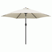 Helloshop26 - Parasol meuble de jardin en porte-à-faux avec led 3 m blanc sable 02_0008605 - blanc acier 3000459047769