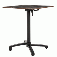 METRO PROFESSIONAL Table pliante MASSINI, aluminium, 60 x 60 cm, plateau de table HPL, aspect pierre, pieds réglables automatiquement, gris - gris al_0
