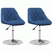 VidaXL Chaises pivotantes à manger lot de 2 Bleu Velours Modèle Renaissance Pro - 335287