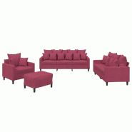 VidaXL Ensemble de canapés 4 pcs avec coussins Rouge bordeaux Velours Modèle AbriOasis 84 - 3201694