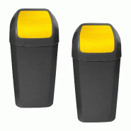 WellHome - Set Poubelles avec Couvercle Basculant 2x15L, Couleur Jaune - jaune plastique PK6673