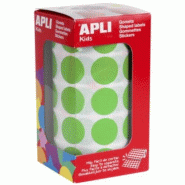 Apli 1770 gommettes rondes, diam. 20 mm, en rouleau, coloris vert clair - 8410782167242