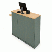 Comptoir caisse 1 poste avec tablette PMR à droite (LIVRÉ MONTÉ) - vert Bois manufacturé 1026