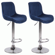 Décoshop26 - Lot de 2 tabourets de bar moderne confortable réglable en velours pied trompette métal TDB10391 - 3000483969600
