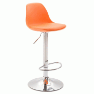Décoshop26 - Tabouret de bar x1 design hauteur réglable assise en similicuir orange et piètement métal 10_0005007 - métal 3000267086929