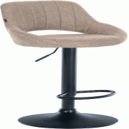 Décoshop26 - Tabouret de bar x1 réglable en hauteur en tissu taupe dossier ajouré et pied métal noir 10_0005727 - noir métal 3000265183347
