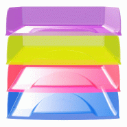 Exacompta - Réf. 111808SETD - Set de 4 Corbeilles à courrier Combo Styli Crystal - dimensions 34,6 x 25,5 x 24,3 cm - pour format A4+ - Bleu royal -