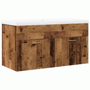 Helloshop26 - Armoire de lavabo de salle de bain murale avec rangement intégré 90 x 38,5 x 46 cm en bois d'ingénierie vieux bois 02_0055844 - Bois
