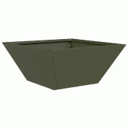 Helloshop26 - Cache-pot de jardin moderne trapézoïdal 35 x 35 x 15 cm pour entretien minimal en acier vert olive 02_0052360 - vert métal 3000237376890