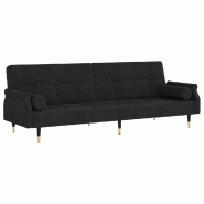 Helloshop26 - Canapé-lit avec coussins  216 x 89 x 70 cm  noir velours 02_0019827 - noir métal 3001028888004