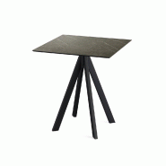 Infinity table de bistrot avec piètement noir + plateau HPL Midnight Marble 70x70 cm