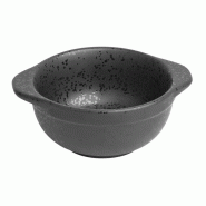 Lot de 6 bols 250 ml avec oreilles, en porcelaine noire charbon, FUSION