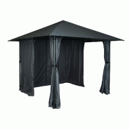 Mendler Pergola HWC-J63, Pavillon de jardin Abri de terrasse avec paroi latérale 3x3m ~ anthracite - noir textile 82054