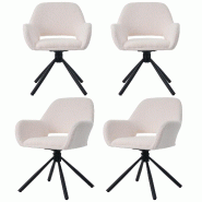 Merax Chaise de salle à manger (ensemble, 4 pièces), ensemble de 4 chaises rembourrées, chaise pivotante, fauteuil, chaise de bureau, housse Sherpa
