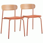 Oviala Business Lot de 2 chaises empilables en bois orange - orange Bois massif 114225 Oviala Business Lot de 2 chaises empilables en bois orange - orange Bois massif 114225