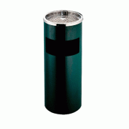 Poubelle cylindrique avec cendrier en acier noir Ø25x61cm