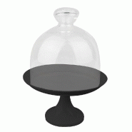Présentoir gâteaux métal noir +cloche verre Ø24,5x30cm - par 1