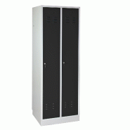 PROREGAL Armoire vestiaire ERMINE avec 2 portes | HxLxP 178x60x50cm | Gris/anthracite - gris métal RAD348-06