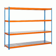 SimonRack Rayonnage industriel, 2000x1500x450 mm, 400 kg au point de flexion, 4 étagères métalliques, Bleu/Orange/Galvanisé- Ecoforte - orange mé
