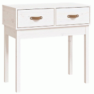 Table console Blanc 76,5x40x75 cm Bois massif de pin Modèle Patio Élégance Prime - 821750